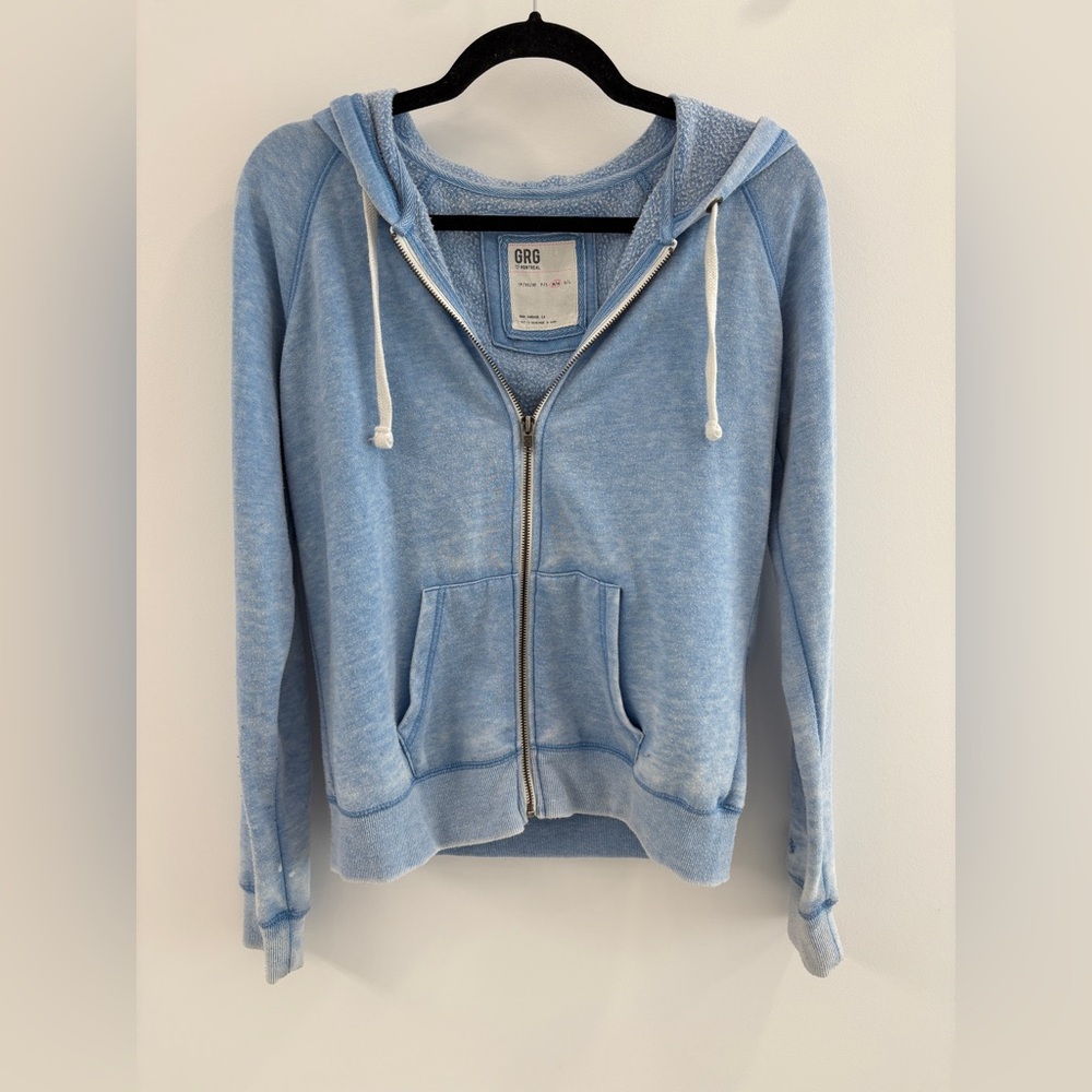 Garage Light Blue Zip-Up Hooded Sweatshirt